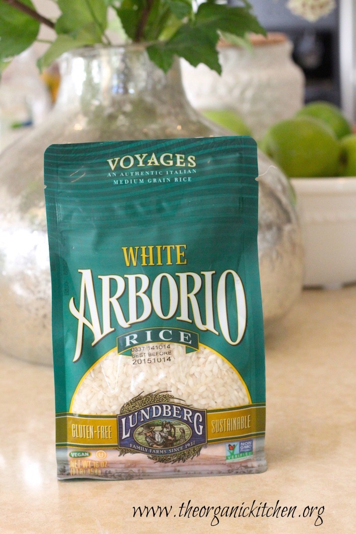 A bag of Arborio rice to be used in Roasted Butternut Squash Risotto with Candied Pecans