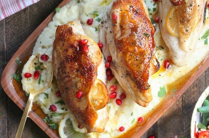 Paleo Roast Lemon Chicken with Maple Cauliflower Purée