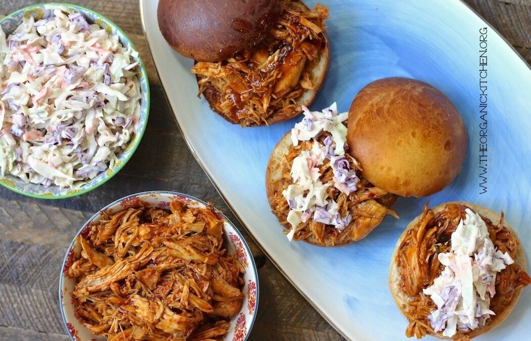 BBQ Pulled Chicken Sandwiches with Creamy Coleslaw!