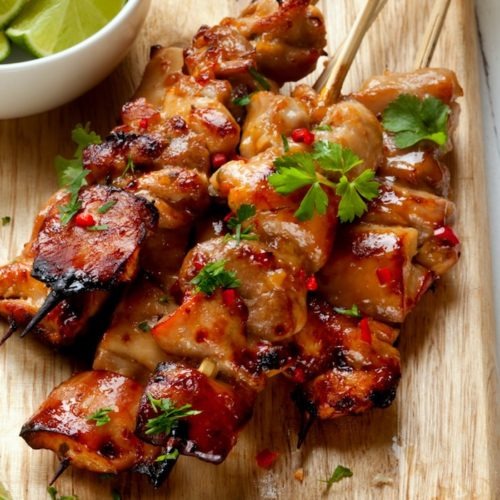 Skewered fish and lime kebabs