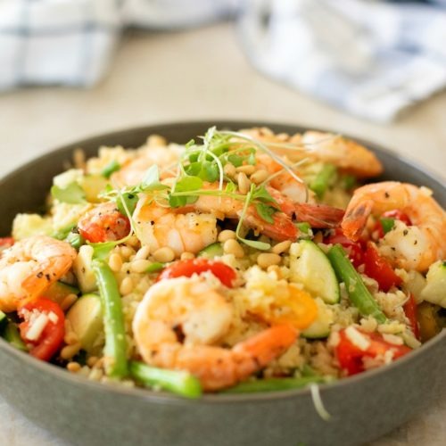 Lemony Shrimp and Vegetable Stir Fry Bowl