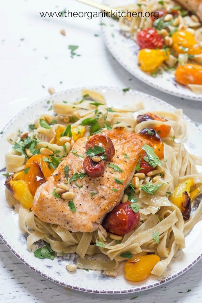 Crispy Salmon with Blistered Tomatoes and Pasta | The Organic Kitchen ...