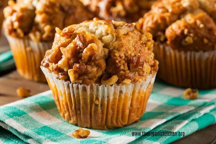 a close up of Banana Nut Bread or Muffins (gluten free option) with more muffins in the background